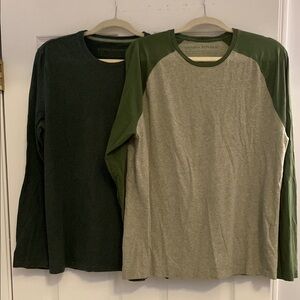 Banana Republic Green and Gray Long Sleeve Tees Super Soft sz L Set of 2